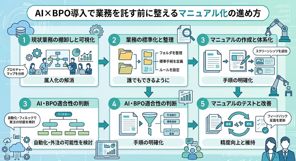 AI×BPO導入で業務を託す前に整えるマニュアル化の進め方